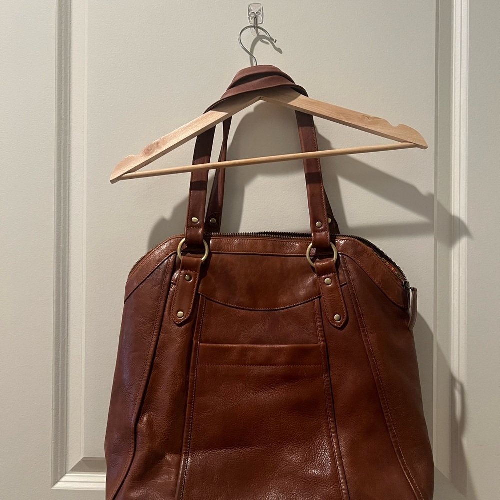 Large Brown Leather Tote - Picture 7 of 9